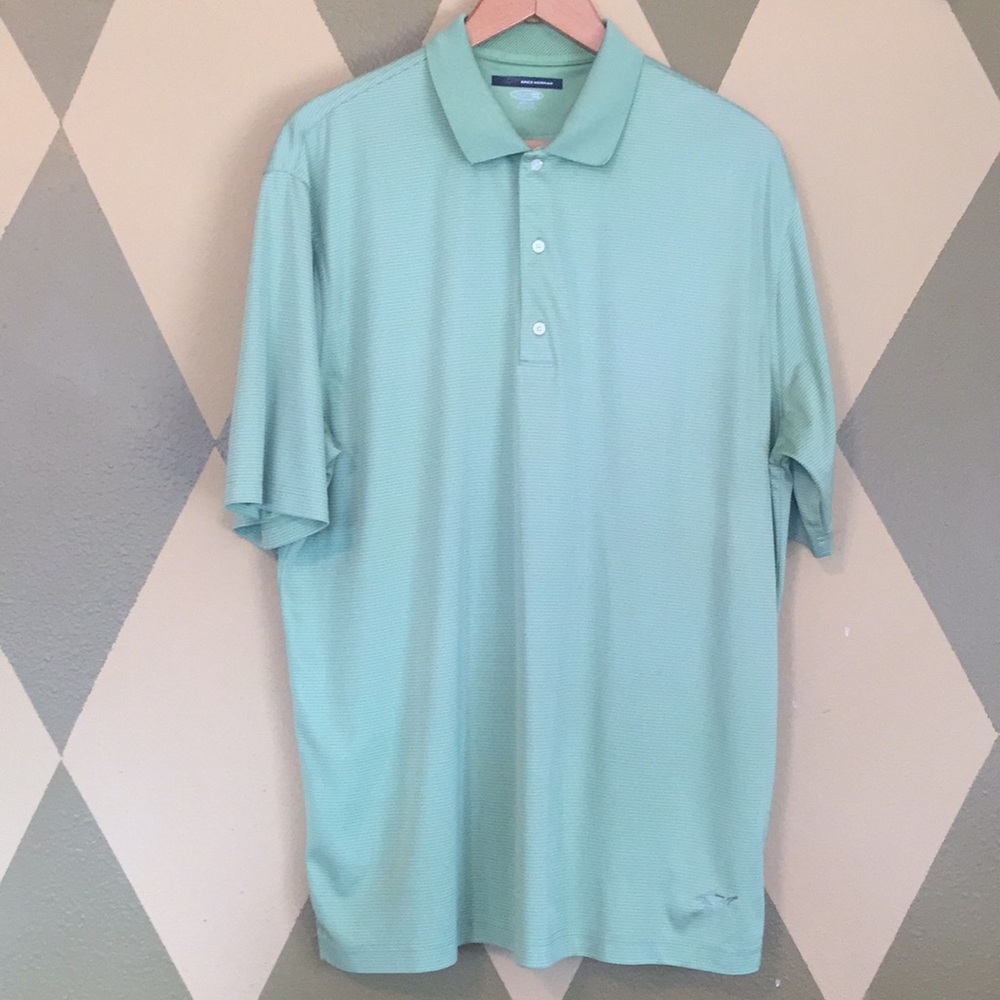 Greg Norman Play Dry Short-sleeved Polo Shirt Size XXL Lime Green/white stripes